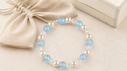 Veyra Grove natural stone bracelet with soft pouch and jewelry box